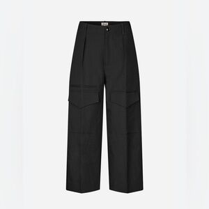 Neria black Cargo Pants High Waisted Twill Loose Straight Leg Utility